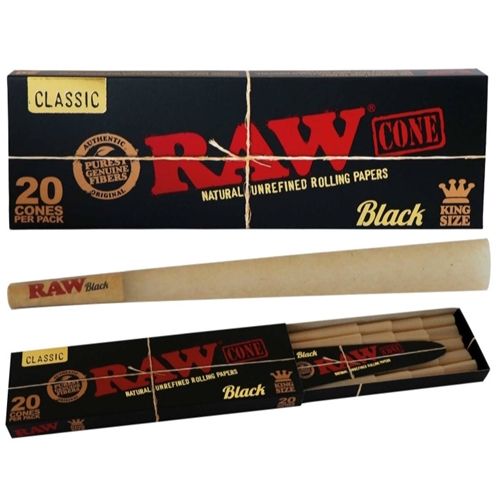 RAW Black Cones King Size, X 20