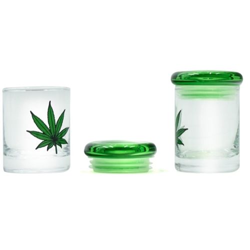 Leaf Design Glass Jar, 3oz.