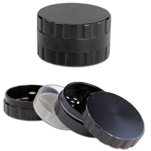 Aluminium Grinder Black - 3 Parts, 62/37mm Aluminium Grinder Black - 3 Parts, 62/37mm