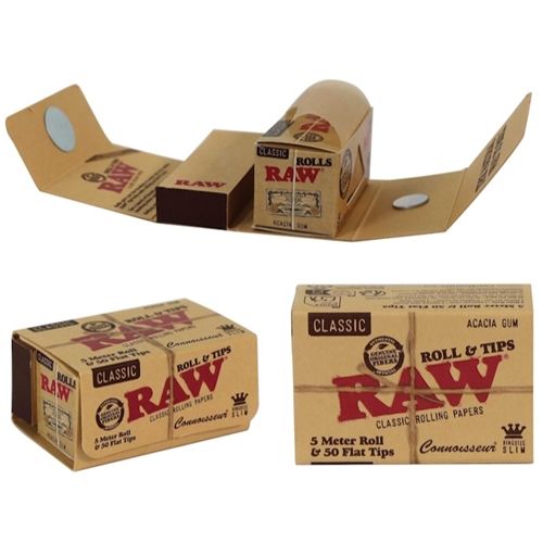 RAW Classic Connoisseur Rolls + Perforated Tips, 5m