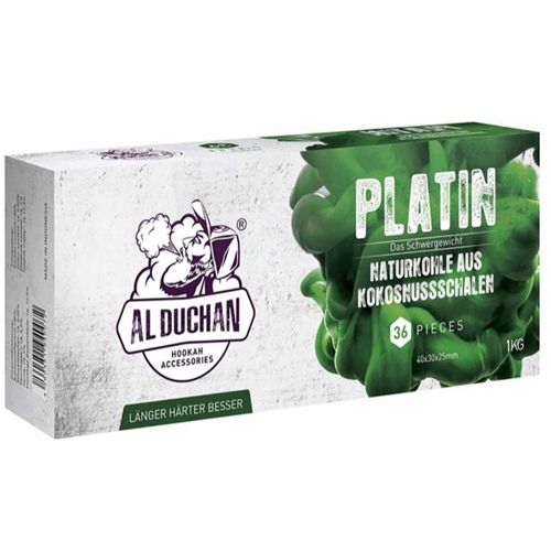 Al Duchan Platin Green Natural Coconut Charcoal 40/30/25mm, 1kg (36 pcs.)