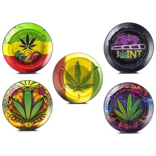 Assorted Leaf Design Metal Ashtray