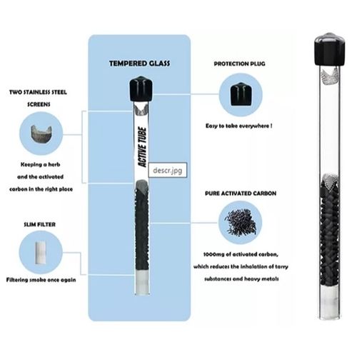 Active Tube Glass Pipe with Active Charcoal