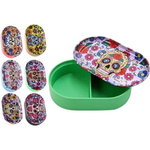 La Catrina Oval Tin + Lid with 2 Compartments