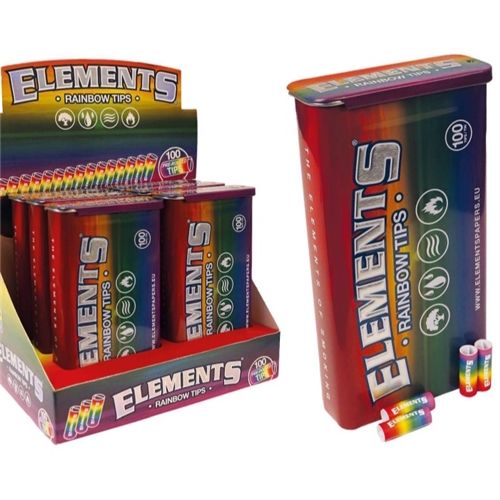 Elements Rainbow Pre-Rolled Tips Tin, X 100