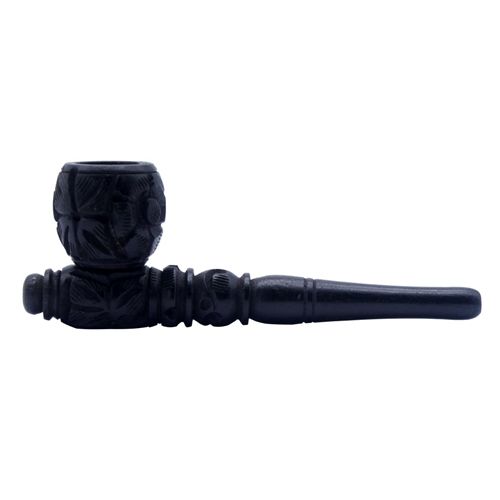 Ebony Wooden Pipe Engraved, 13cm