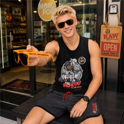 Headshop Sunglasses Black/Orange + Imprint