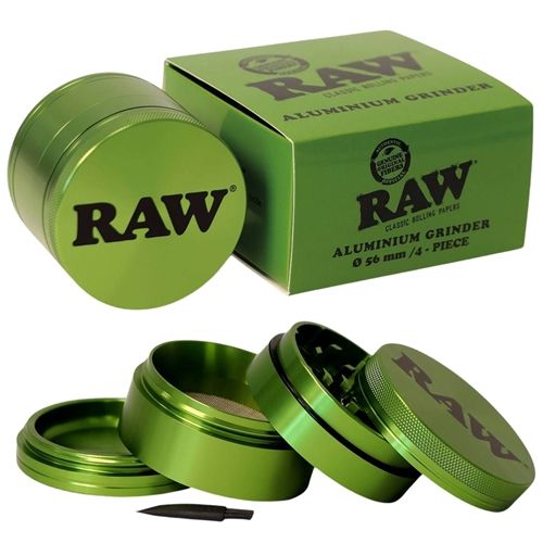 RAW Aluminium Grinder Green - 4 Parts, 56mm