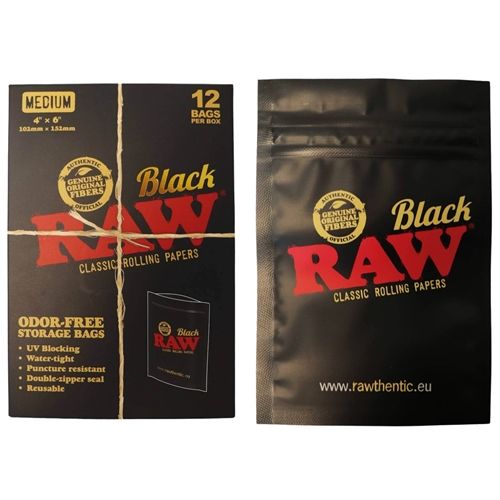 RAW Sack Black Medium, 10.2 x 15.2cm