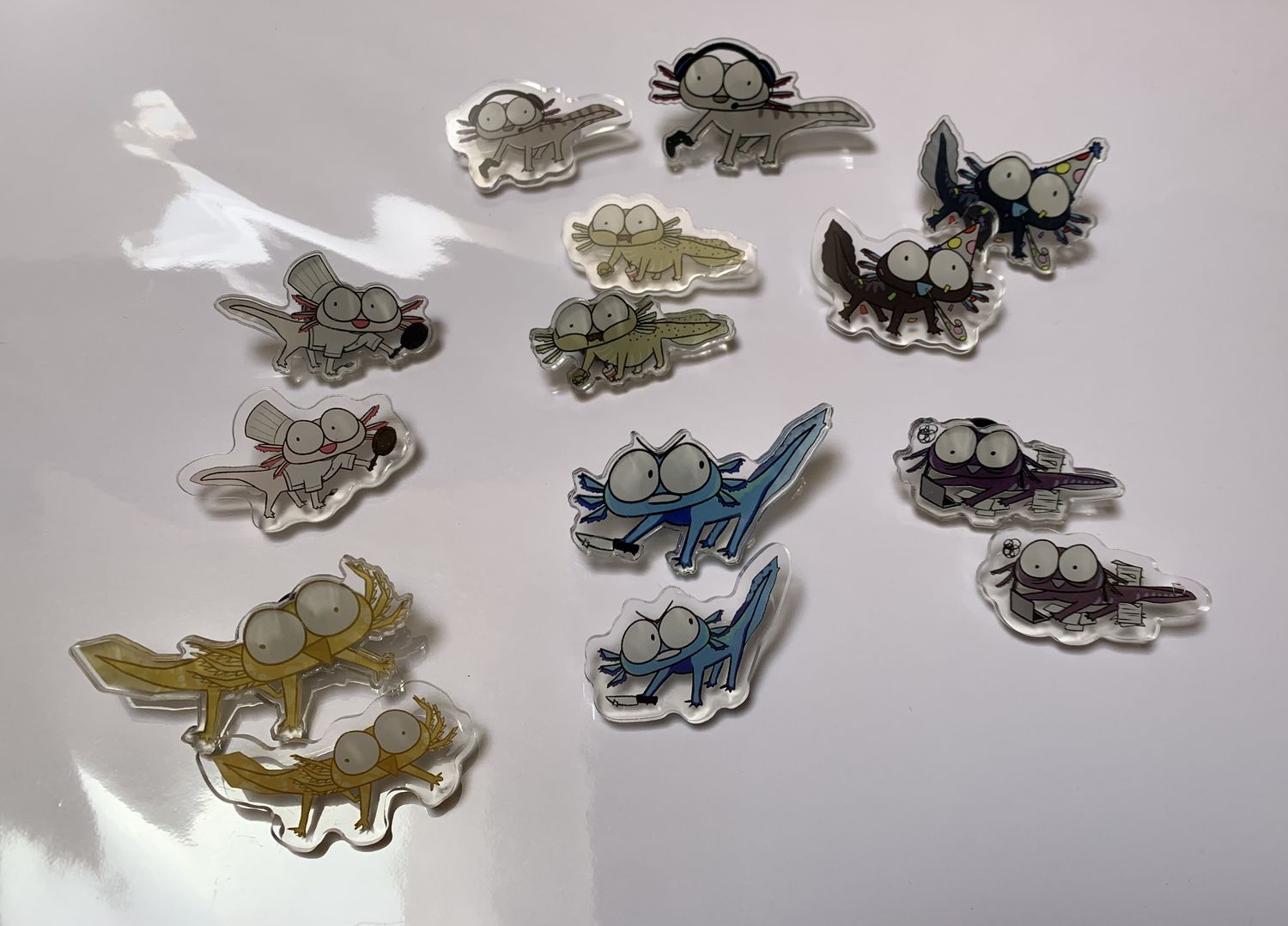 Axolotl Clear Acrylic Pins