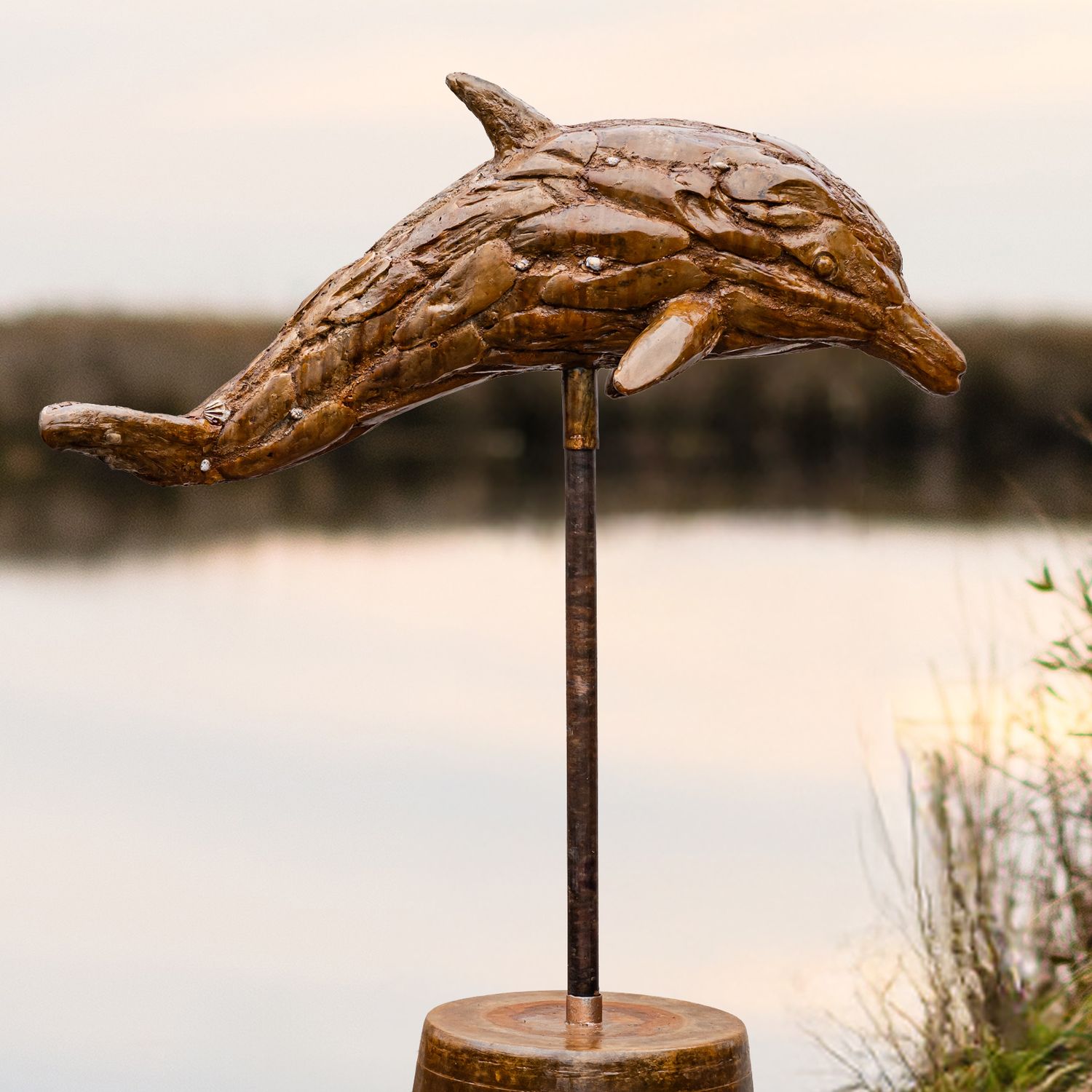 57506A Driftwood Dolphin w/ Base