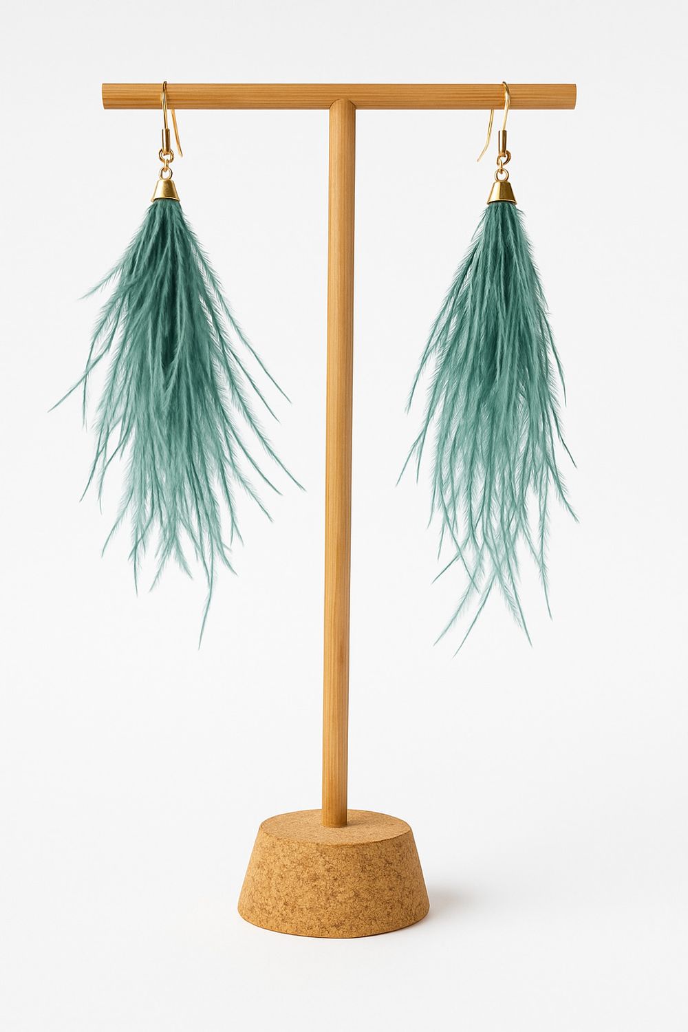Pendiente Pluma Verde Agua