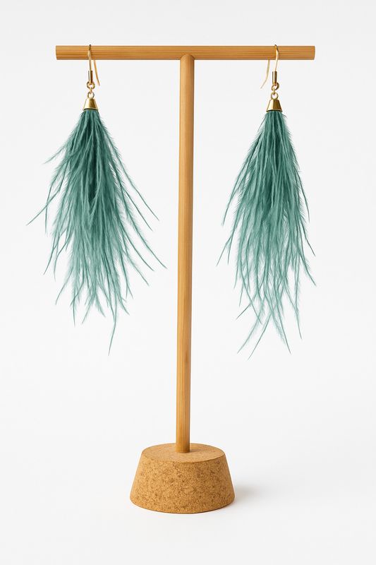 Pendiente Pluma Verde Agua