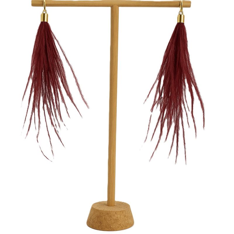 Pendiente Pluma Granate