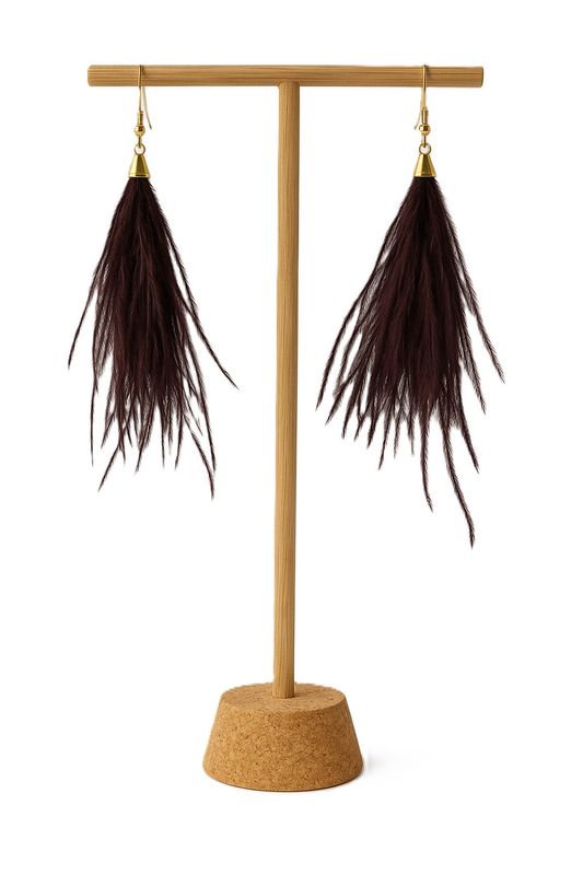 Pendiente Pluma Borgoña