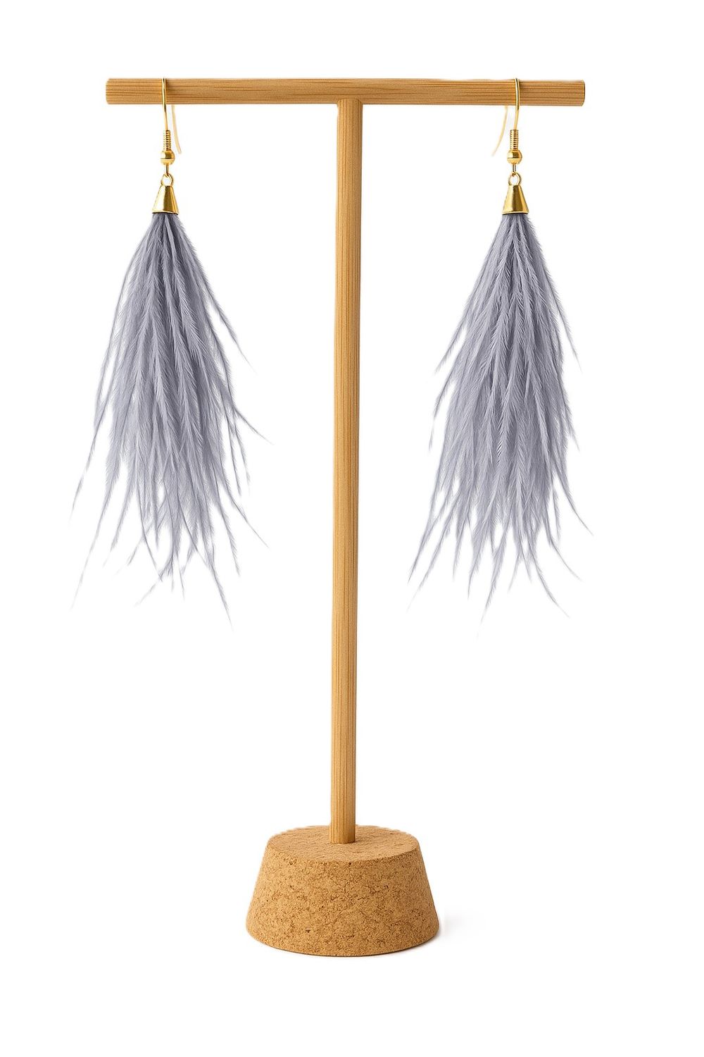 Pendiente Pluma Silver Grey