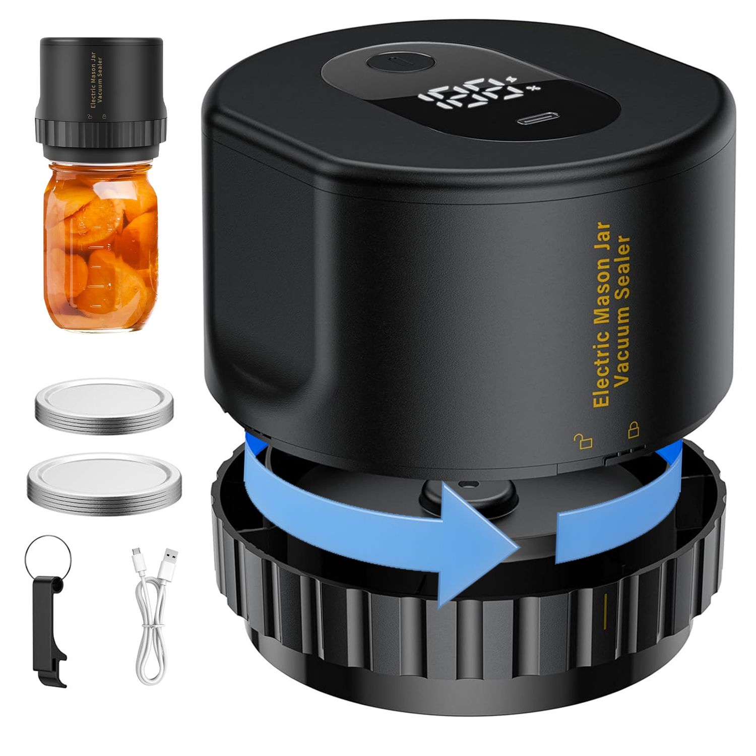 Electric Mason Jar Vacuum Sealer Kit (Black)