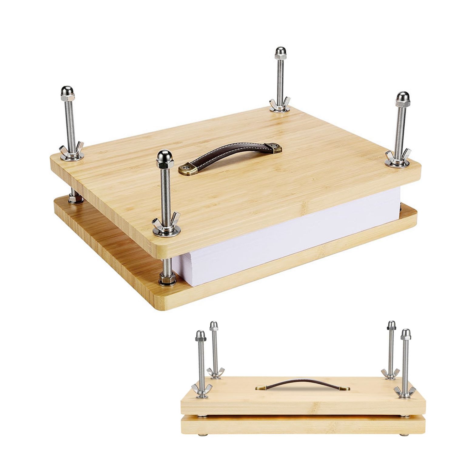 Book Press, 14.7 * 11.4 Inch Book Binding Press Large, Paper Press Bookbinding, Bookbinding Wood Press with Portable Grip Handle, Ideal for Bookbinding, Scrapbooking, and DIY Projects