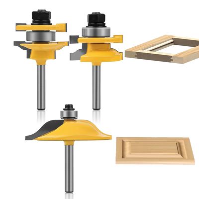 3pcs Shank Router Bit Set, 1/4 Inch Shank Raised Panel Cabinet Door Making Router Bits, Rail and Stile Tool Groove, Shank Raised Panel Wood Cutter