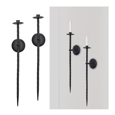 Candle Wall Sconce Set of 2, 23 Inch Long Wall Candle Holder, Black Candle Sconces, Modern Chic Home Decor for Dining Room, Fireplace, Living Room, Bedroom