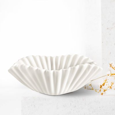 Ceramic Decorative Bowl, Modern Handicraft Bowls, Large Smooth Ceramic Bowl, Coffee Table Decor for Home Decor, Ruffles and Frills Origami Design, Home Decor Gifts