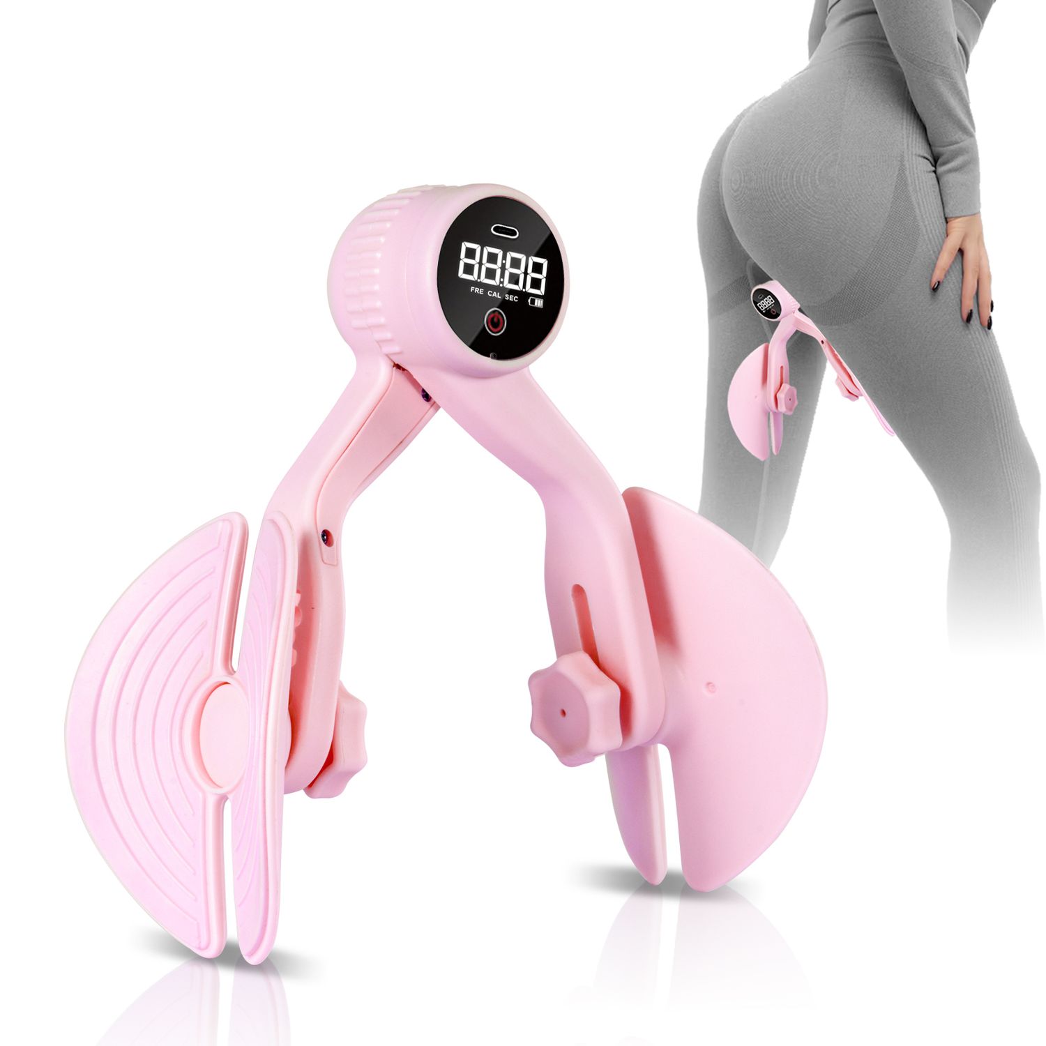 Pelvic Floor Thigh Exercise Device, Pelvis Workout Equipment with 4 Levels Resistance Adjustable, Inner Thigh Exerciser, Hip Abductor Exercise Device with Led Displayer&amp;Counter for Women and Man