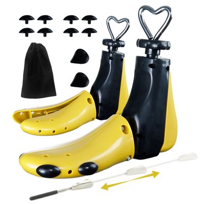 DROSOKING 2 Pieces Unisex Shoe Stretcher, Adjustable Boot Stretcher Expander Width and Length, Shoe Widener Stretcher Men Women with Adjustable Shoehorn, Yellow