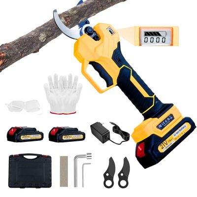 Electric Pruning Shears Cordless, Portable Pruning Shears, Tree Branch Cutting Scissors, 1.6 Inch Cutting Diameter with 2*21V 2.0Ah Battery, SK5 Blade &amp; LED Display for Tree, Branch and Grass Trimming