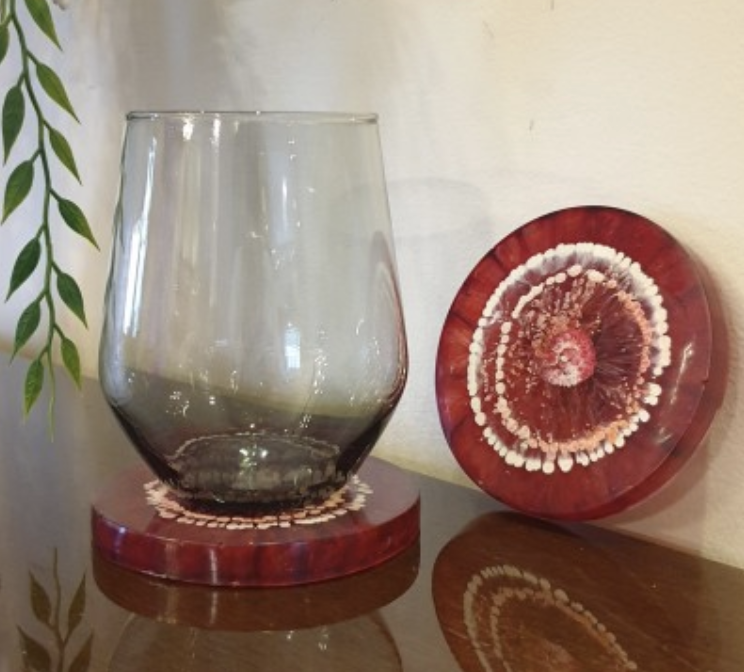 Red Daisy Resin Coasters