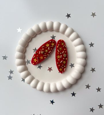 Agrafe broderie biser Red