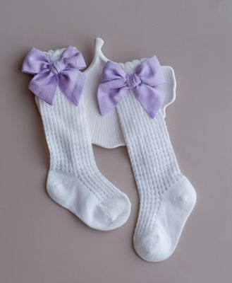 Ciorapi cu fundite satin Lavanda