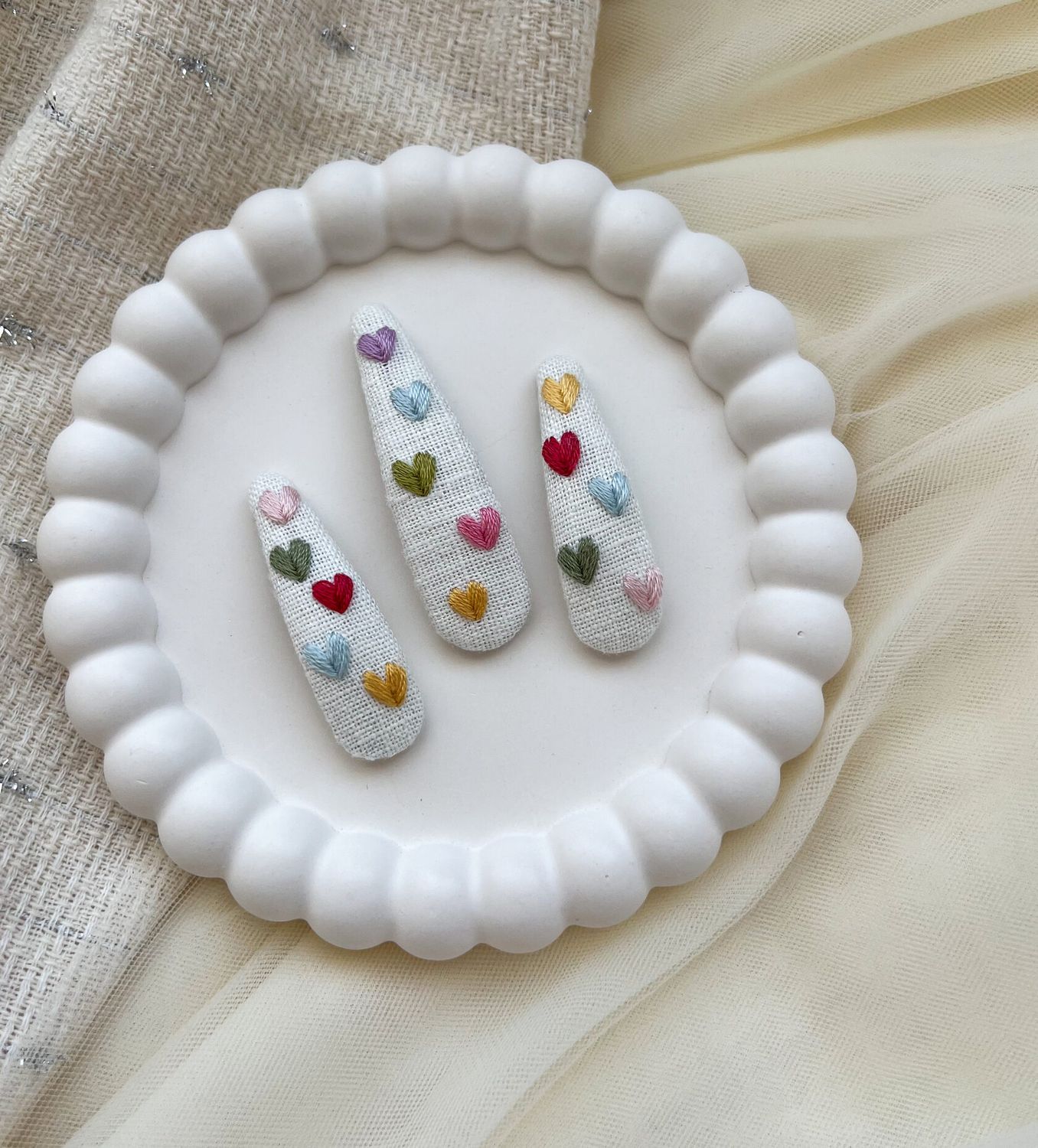 Colorful Heart Embroidery Pins
