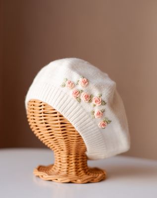 Rose Ivory Knit Beret 0-9 luni
