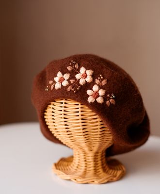 Chocolate Bloom Knit Beret 6-24 luni