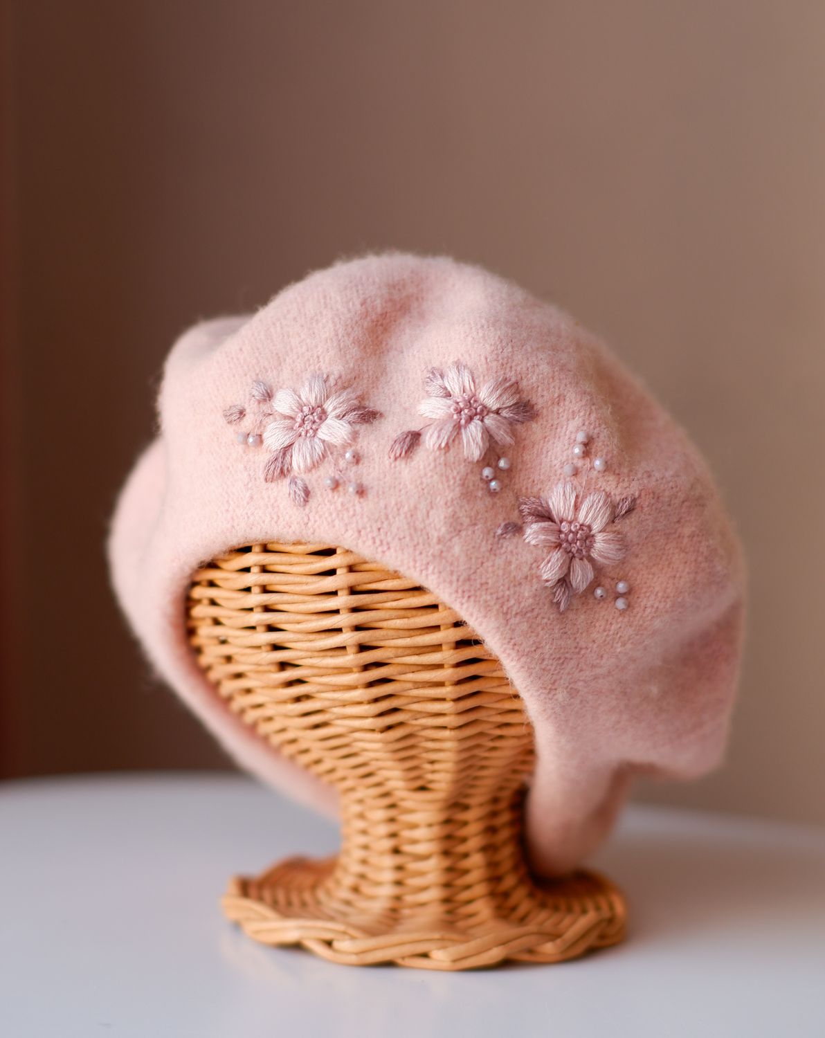 Blush Floral Knit Beret 6-24 luni