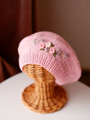 Blossom Pink Knit Beret 7+ ani