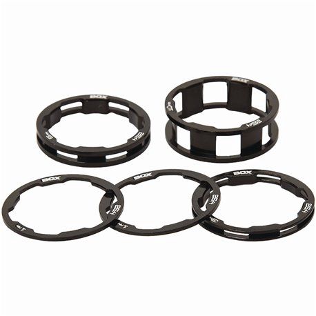 Box One stem spacer Kit X 10, 5, 3,1(2pcs)mm Black 1"