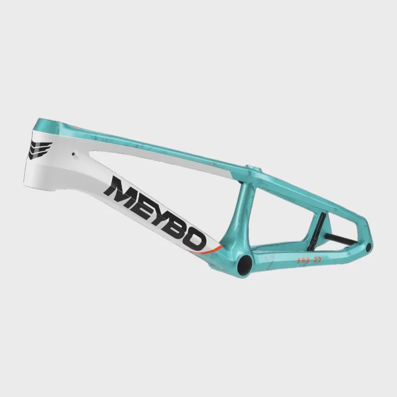 Meybo 2026 HSX Carbon Bmx Race Frame Matte White/Orange/Teal Meybo 2026 HSX Carbon Bmx Race Frame Matte White/Orange/Teal