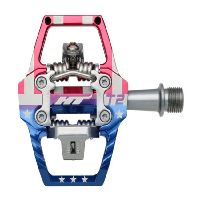 HT T2-SX LTD US Flag Clipless BMX Pedals-Red/White/Blue