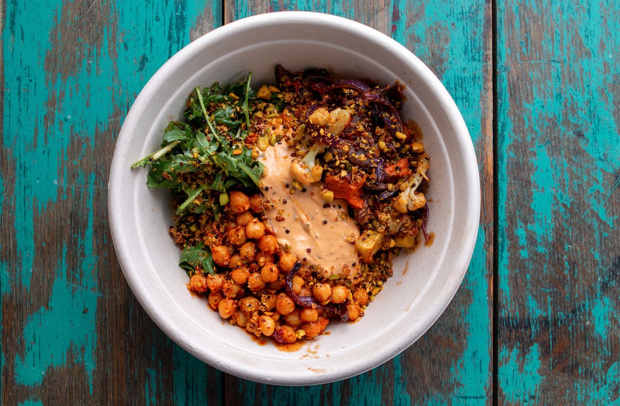 Chicken or Chickpea Harissa Bowl