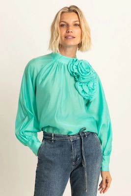 Expresso flower blouse lange mouw