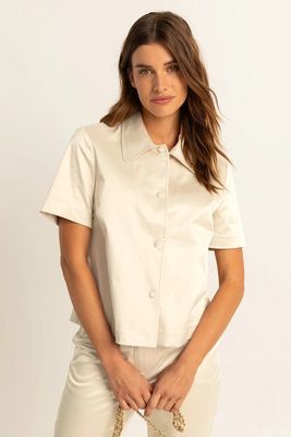 Expresso blazer kort satijn oyster