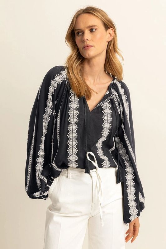 Expresso blouse geborduurd