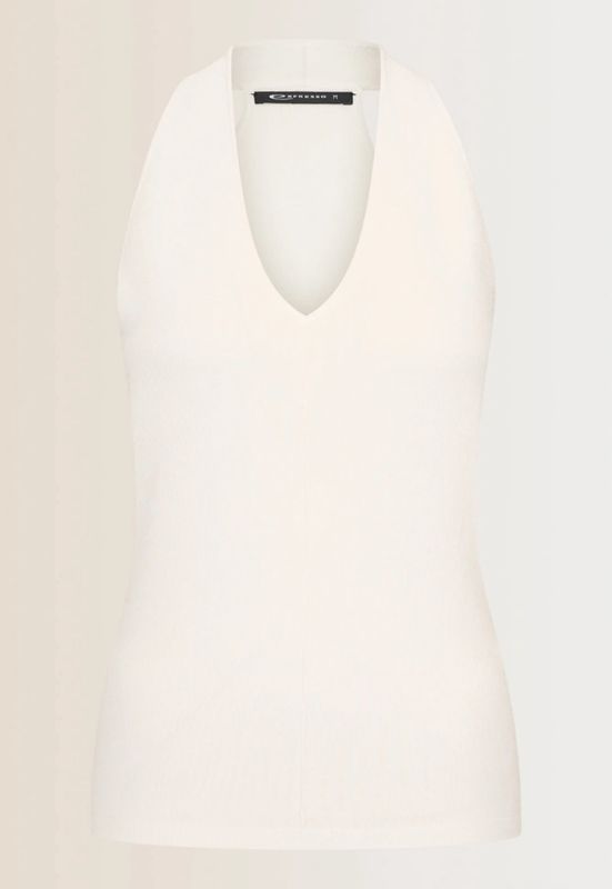 Expresso halter tank top gebreid wit