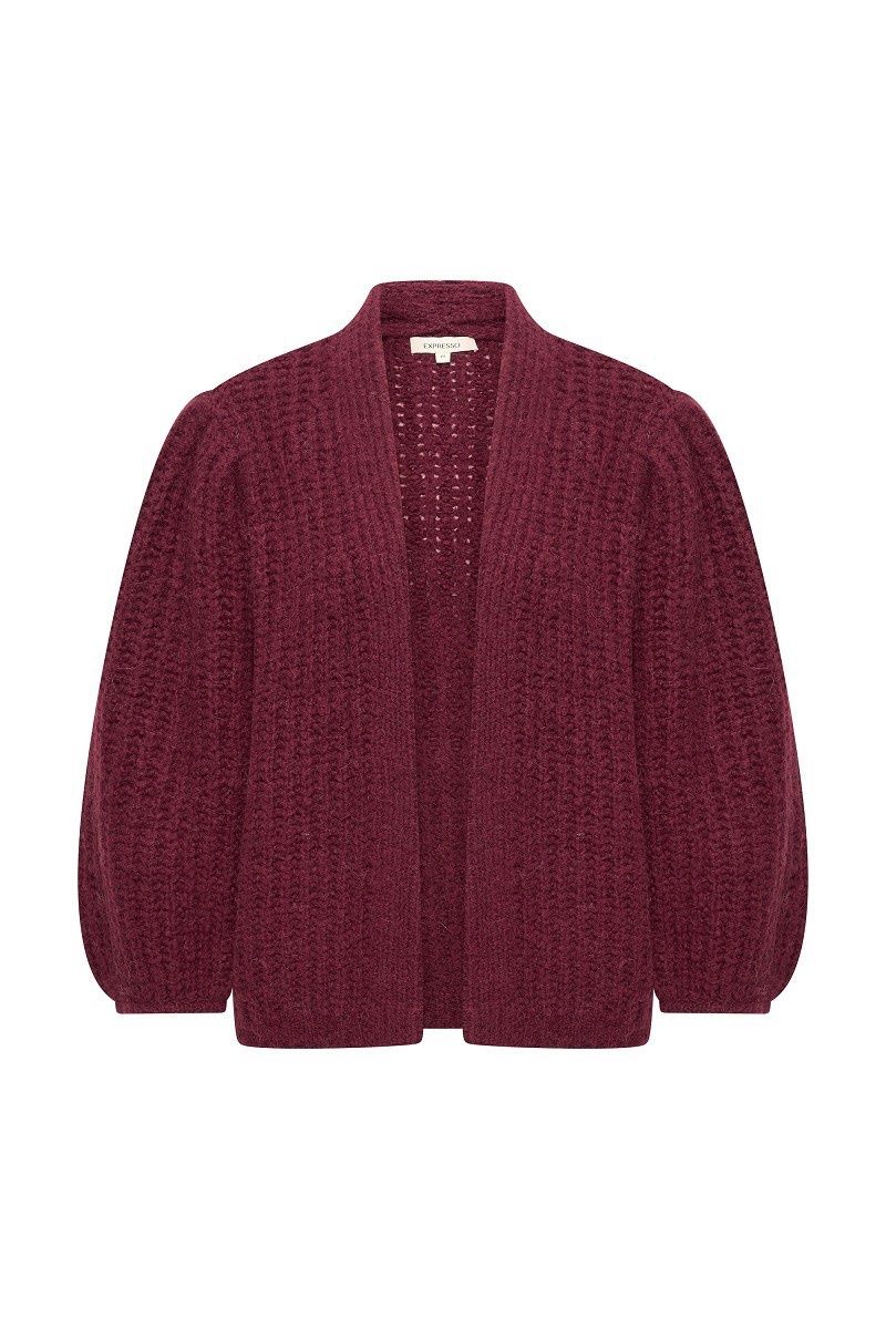Expresso Cardigan chunky balloon sleeves burgundy