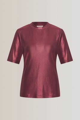 Expresso Top jersey turtle neck short sleeve burgundy