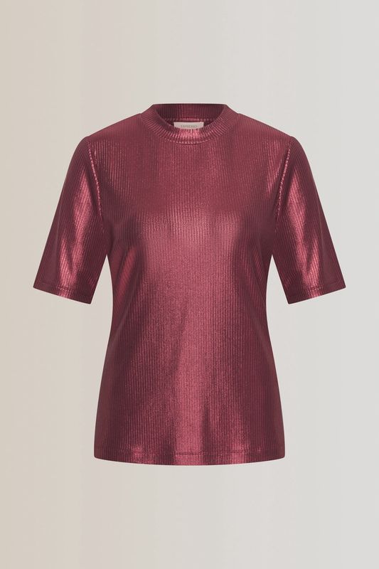 Expresso Top jersey turtle neck short sleeve burgundy