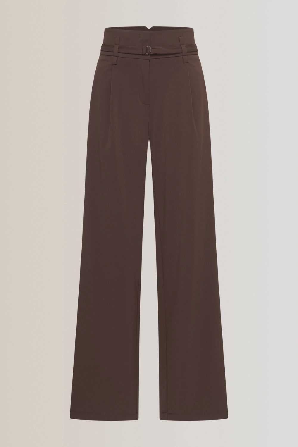 Expresso broek high waist travel straight wide leg coffee