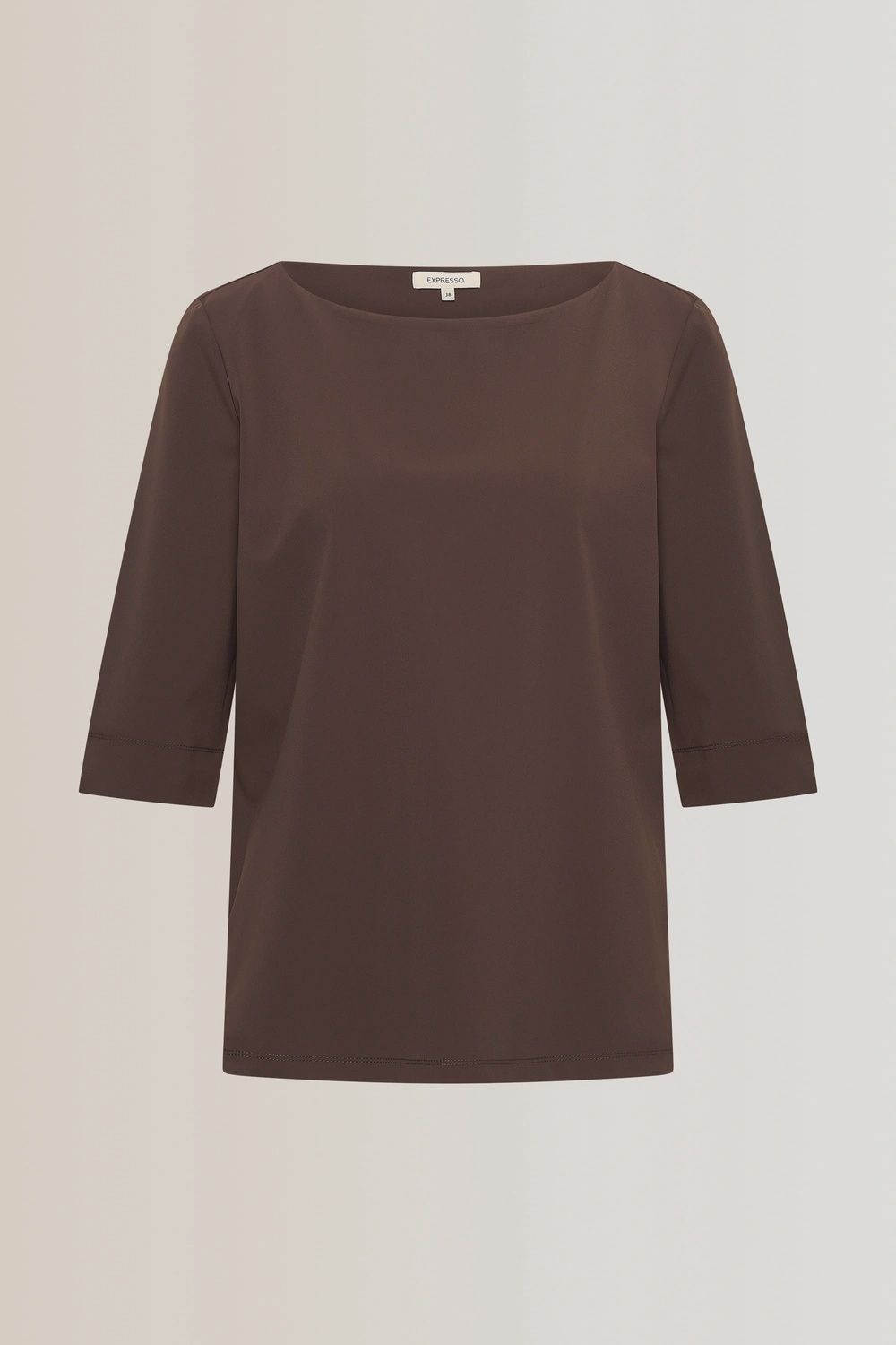 Expresso T-shirt travel 3/4 sleeve with split dark coffee