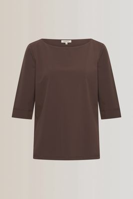 Expresso T-shirt travel 3/4 sleeve with split dark coffee